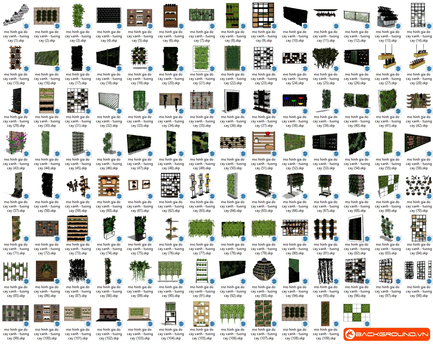 110+ Giá đỡ cây xanh - tường cây SketchUp